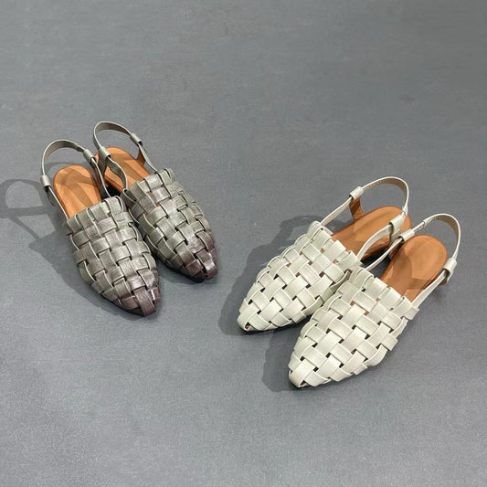 Almond Toe Woven Leather Sandals