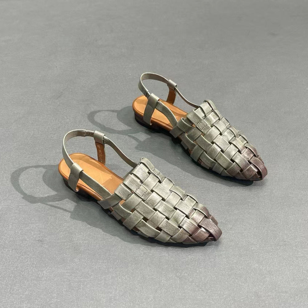 Almond Toe Woven Leather Sandals