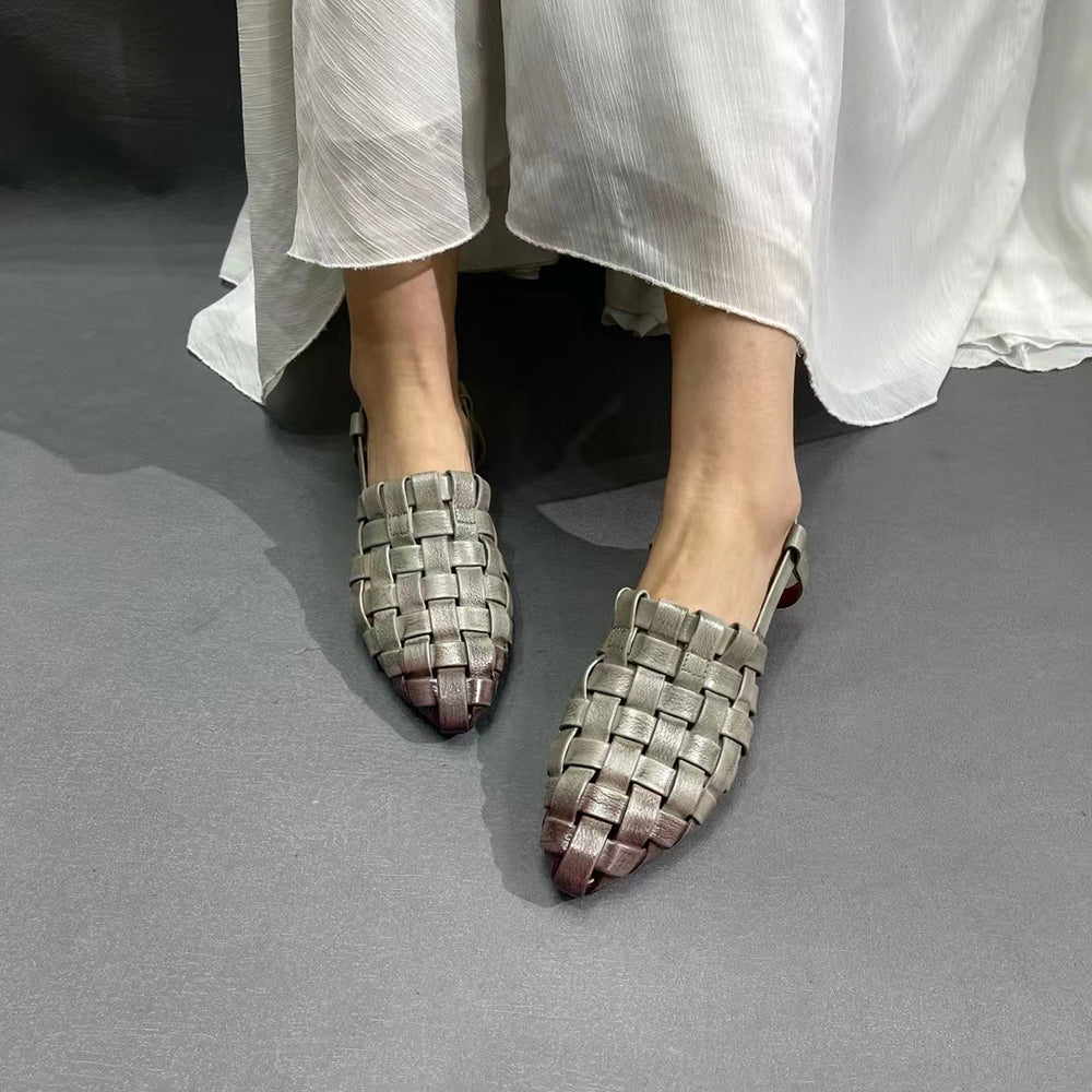 Almond Toe Woven Leather Sandals