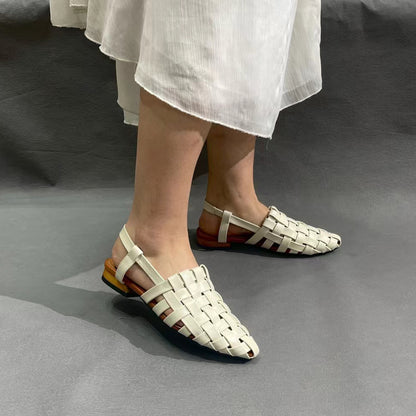 Almond Toe Woven Leather Sandals