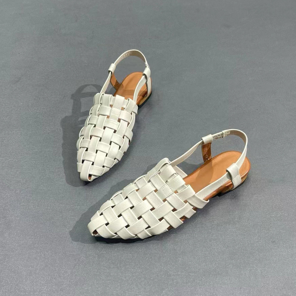 Almond Toe Woven Leather Sandals