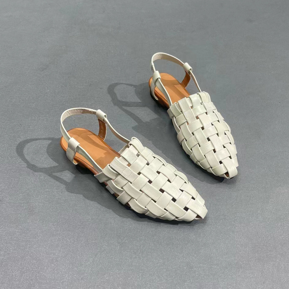 Almond Toe Woven Leather Sandals