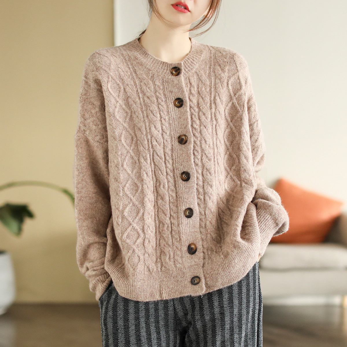 Autumn Winter Retro Single-breasted Sweater Cardigan