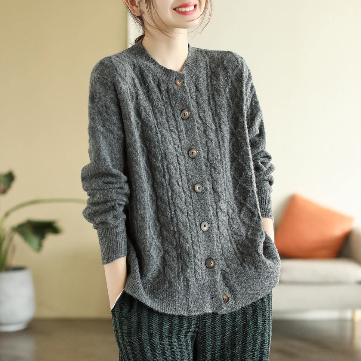 Autumn Winter Retro Single-breasted Sweater Cardigan