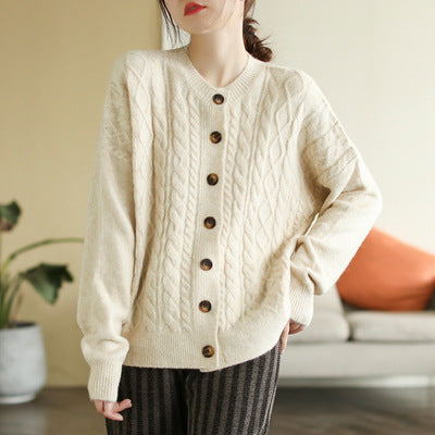 Autumn Winter Retro Single-breasted Sweater Cardigan