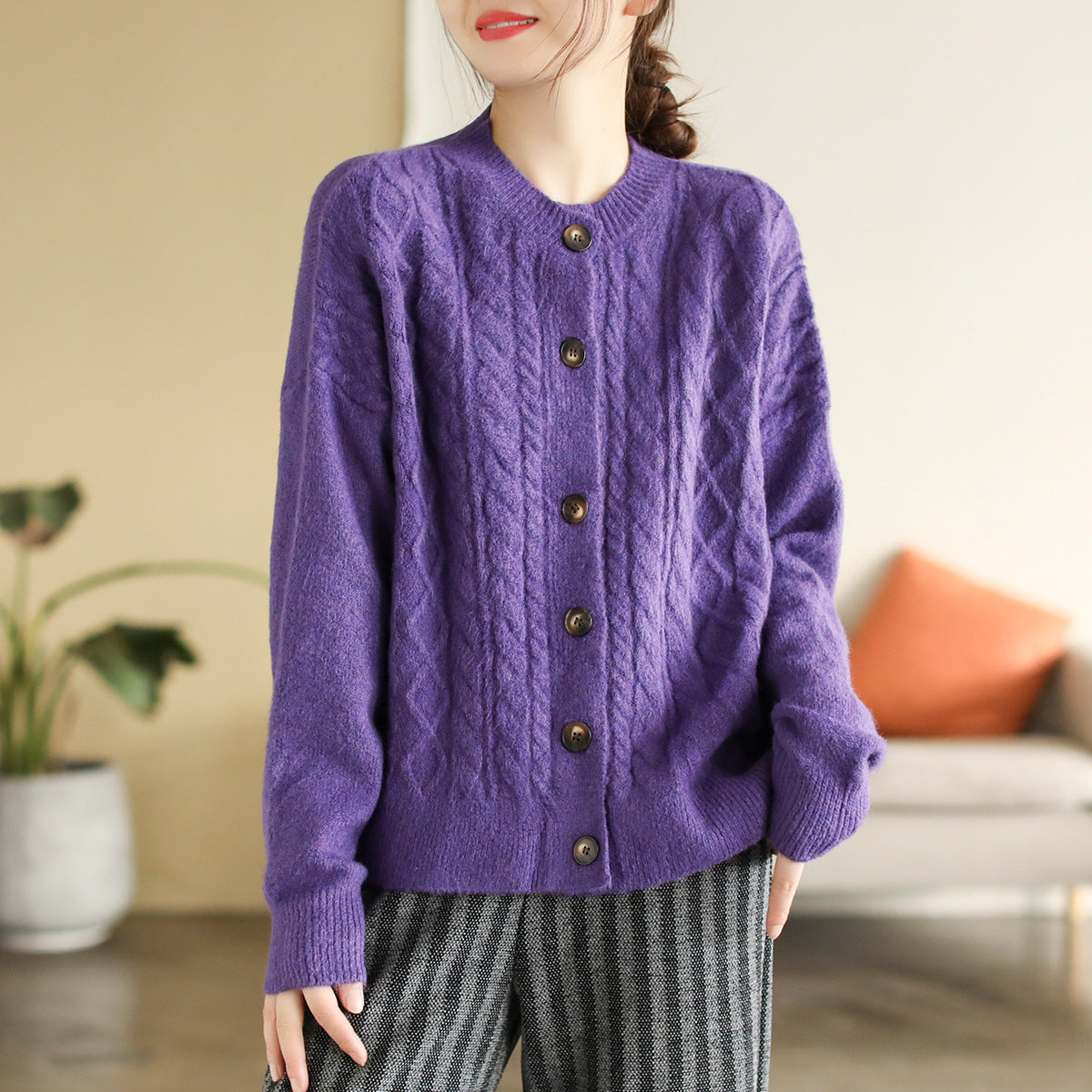 Autumn Winter Retro Single-breasted Sweater Cardigan