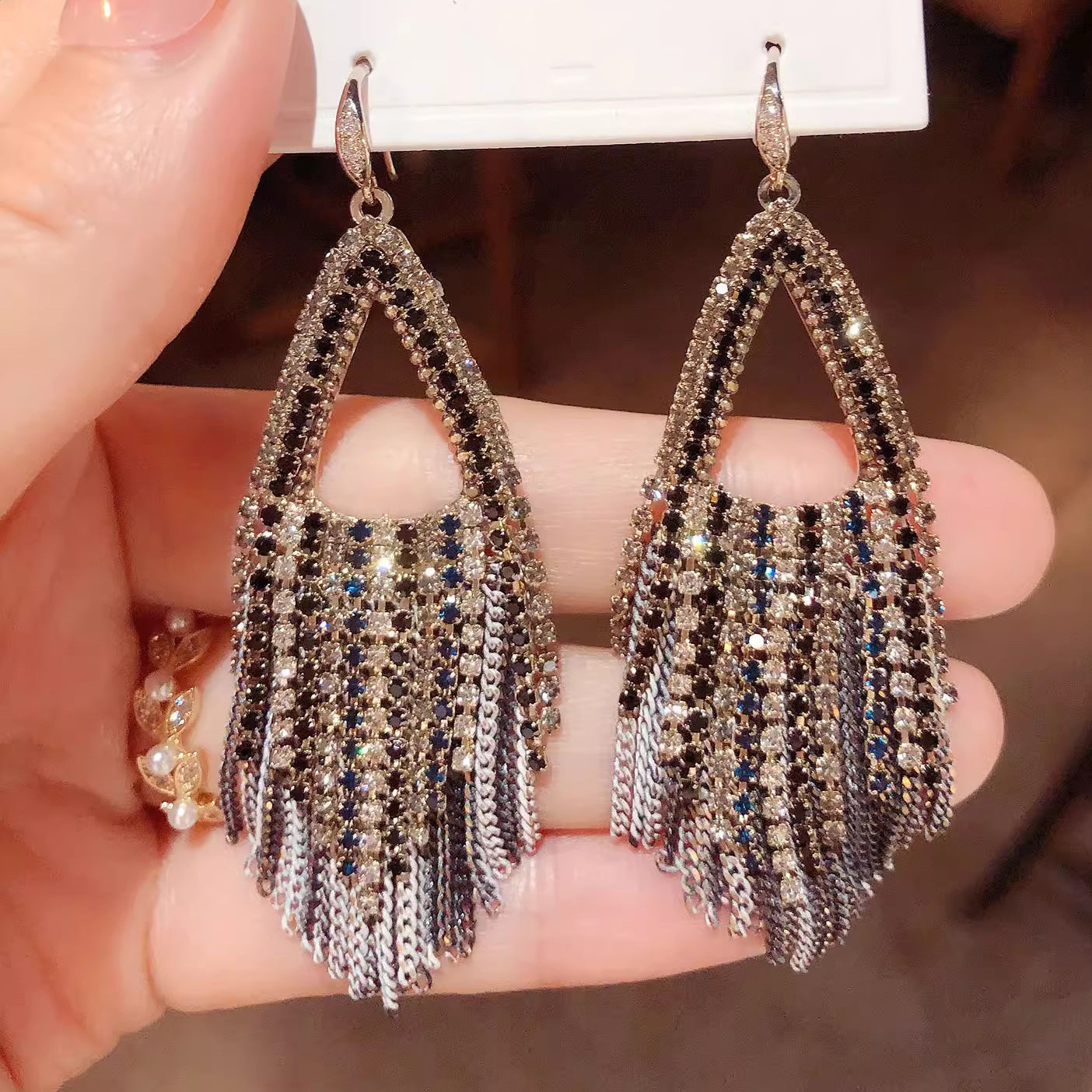 Bohemian Rhinestone Tassel Earrings