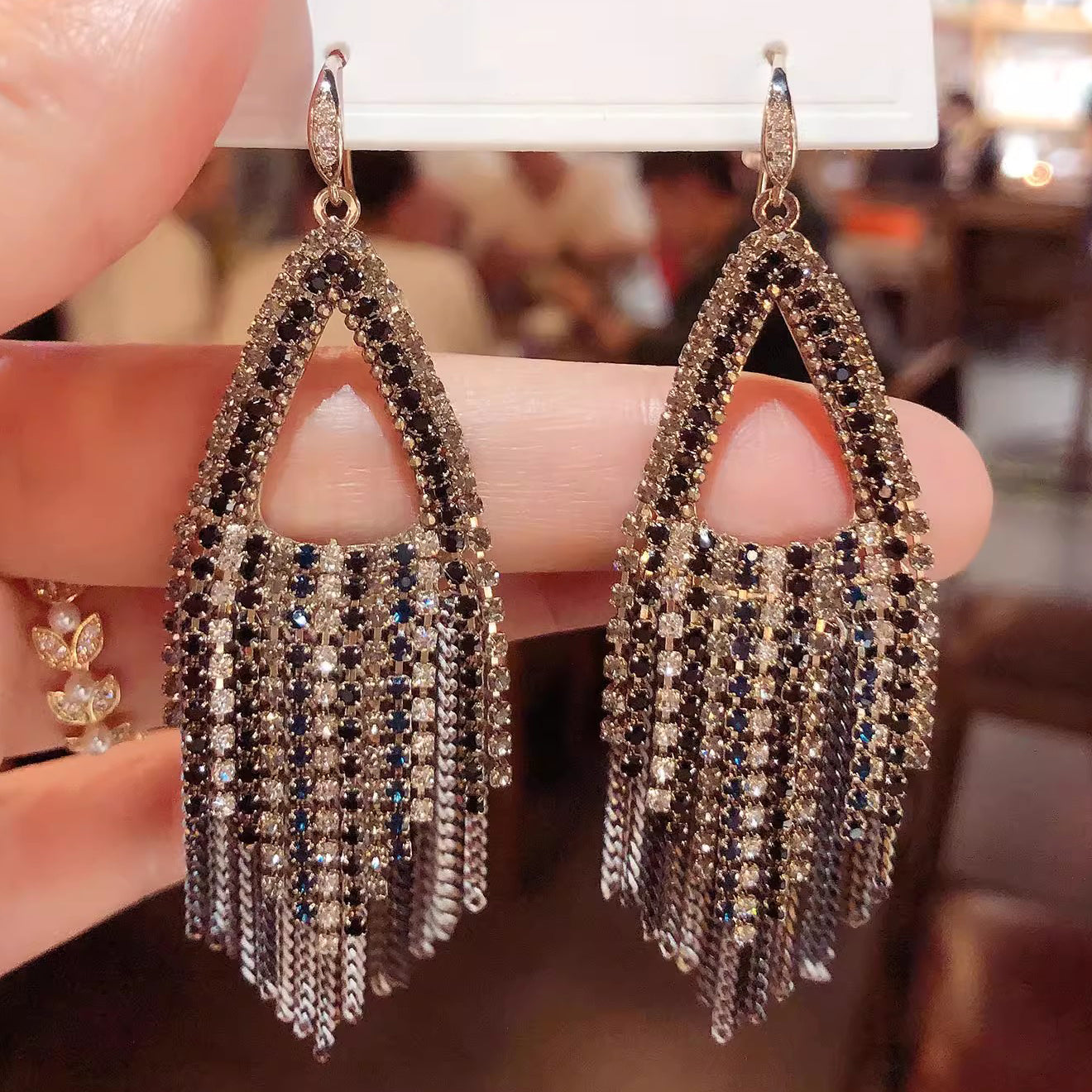 Bohemian Rhinestone Tassel Earrings