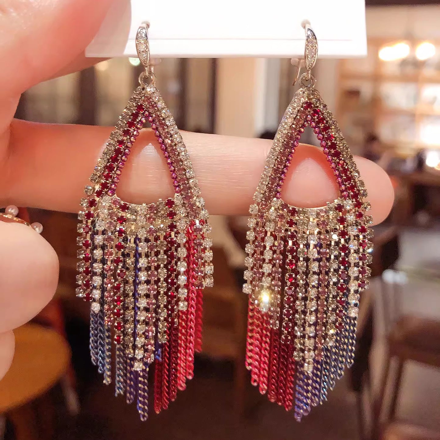 Bohemian Rhinestone Tassel Earrings