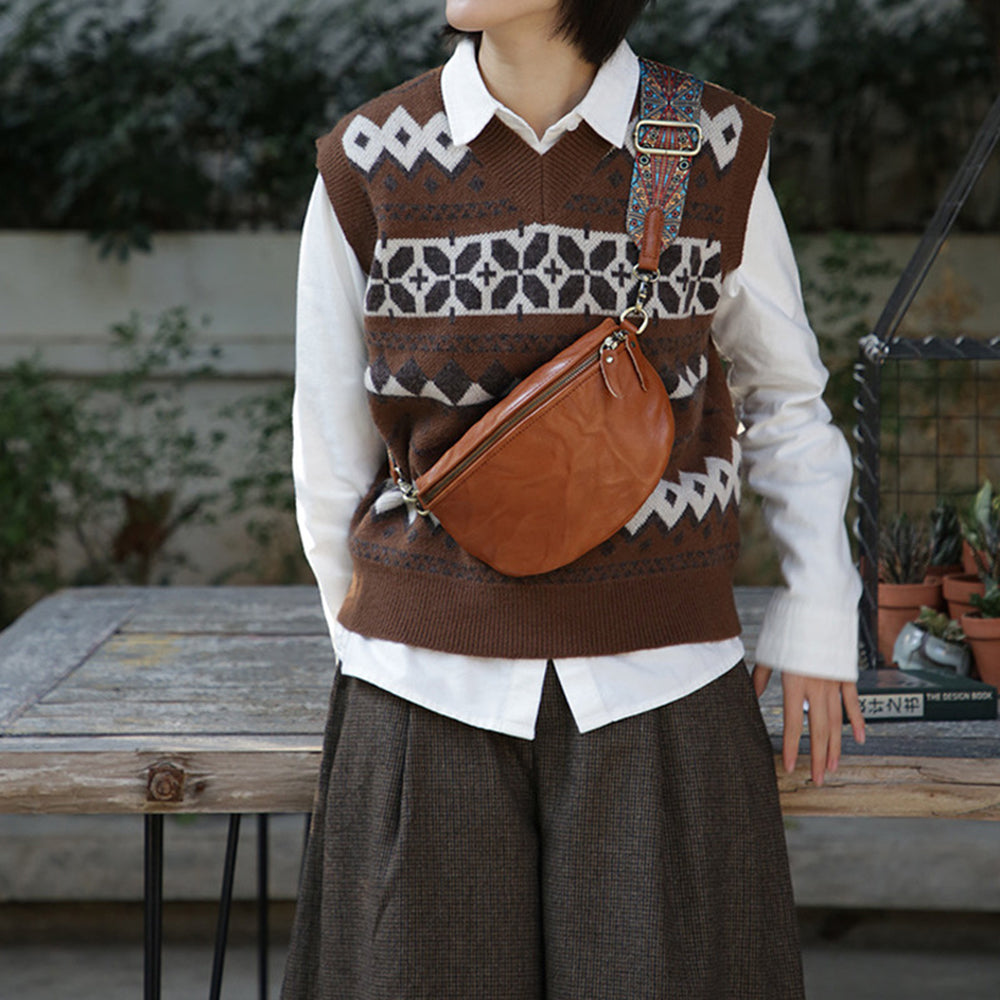 Bohemian Style Soft Leather Chest bag Shoulder Bag