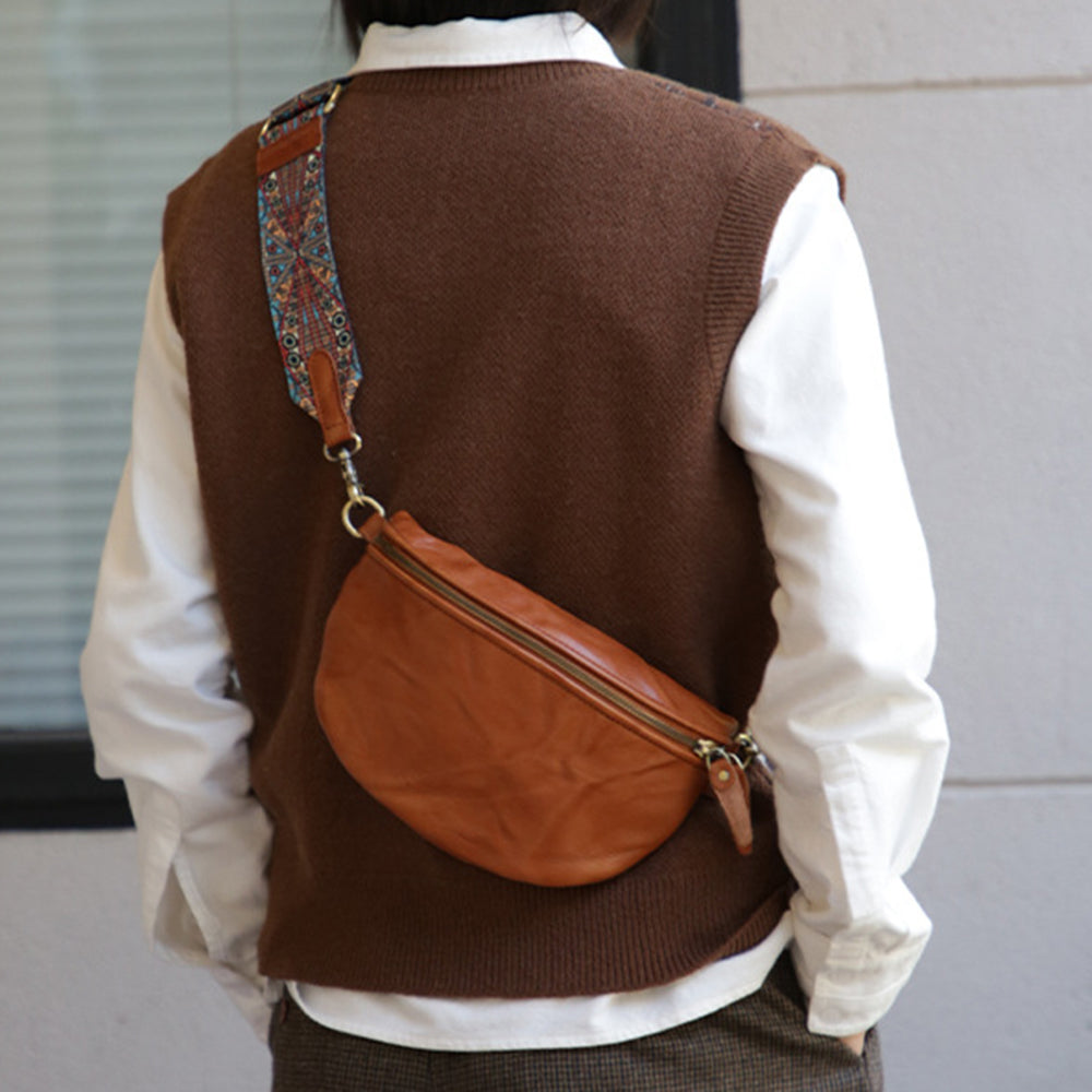 Bohemian Style Soft Leather Chest bag Shoulder Bag