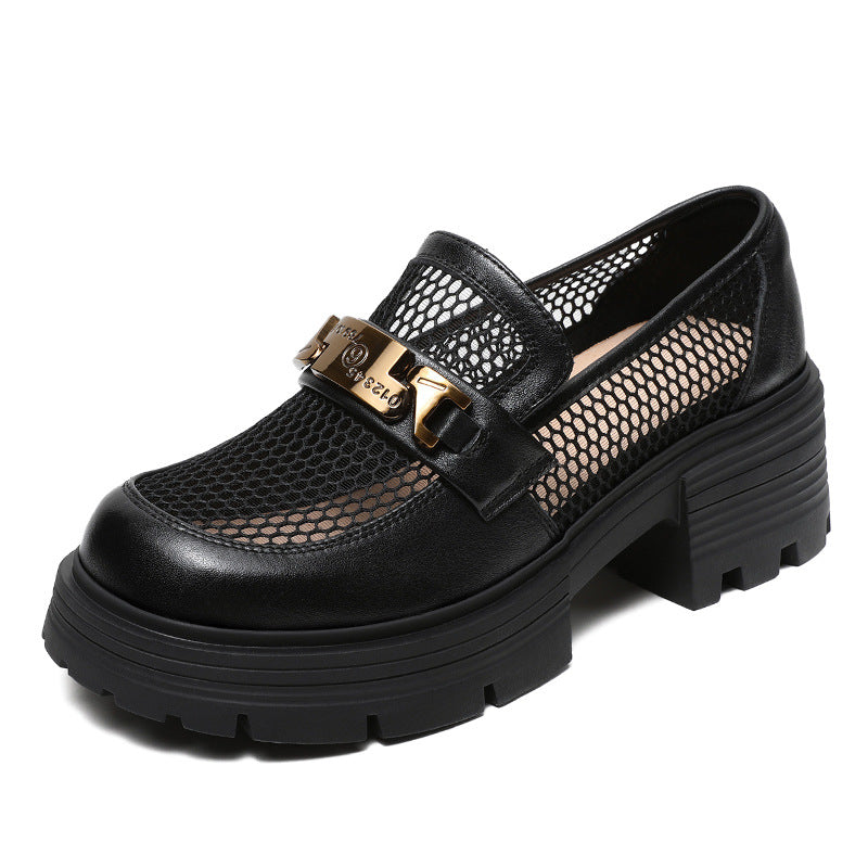 Chunky Mesh Loafers with Gold Chain Accent
