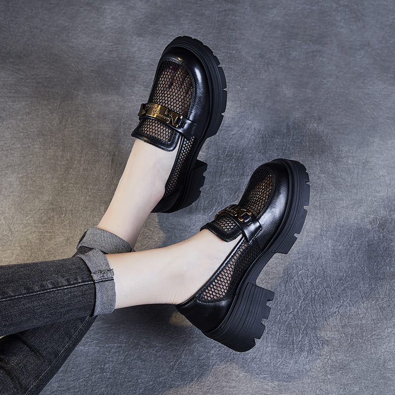 Chunky Mesh Loafers with Gold Chain Accent