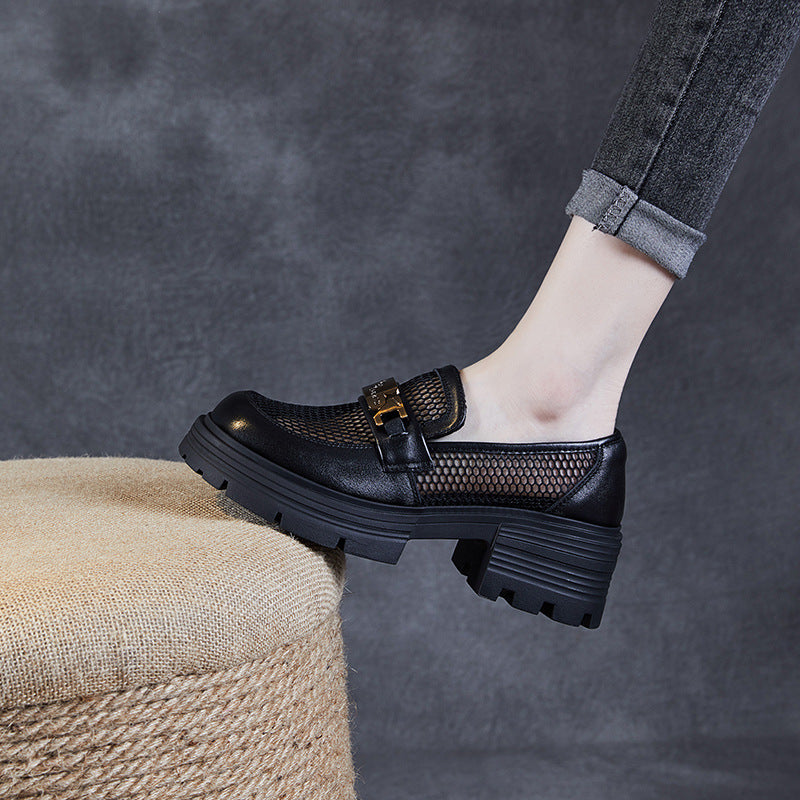 Chunky Mesh Loafers with Gold Chain Accent