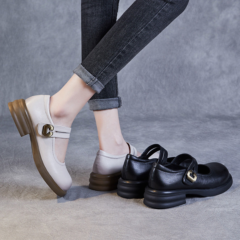 Chunky Sole Mary Jane Flats with Velcro