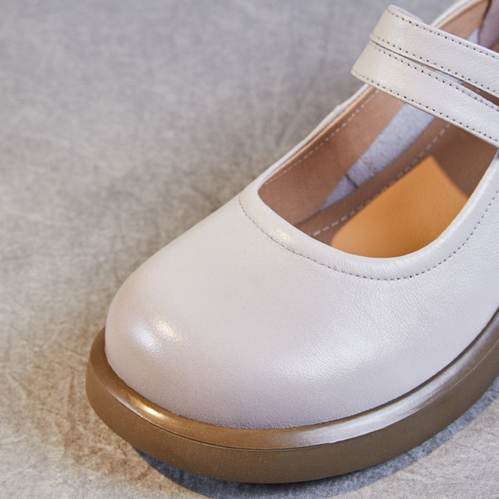 Chunky Sole Mary Jane Flats with Velcro
