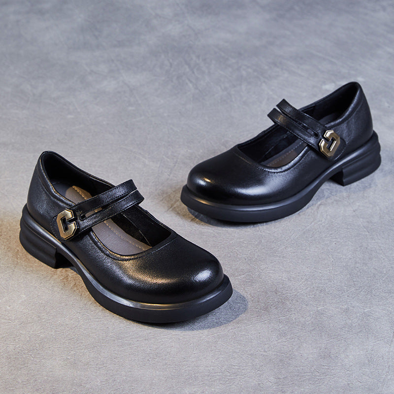 Chunky Sole Mary Jane Flats with Velcro