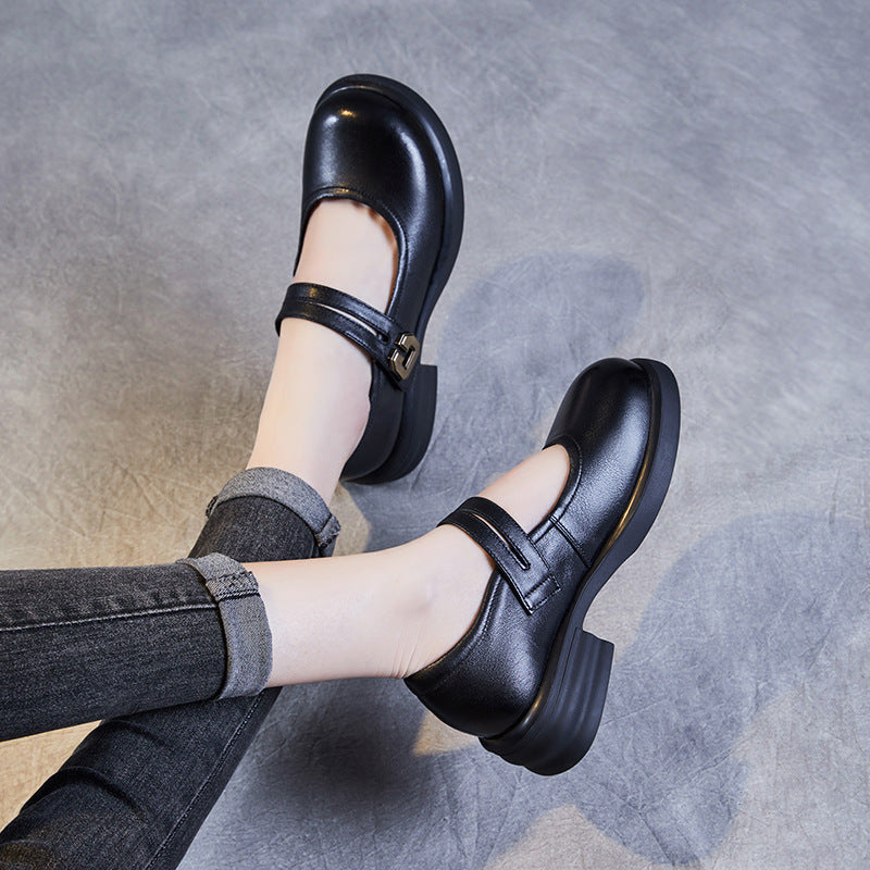 Chunky Sole Mary Jane Flats with Velcro