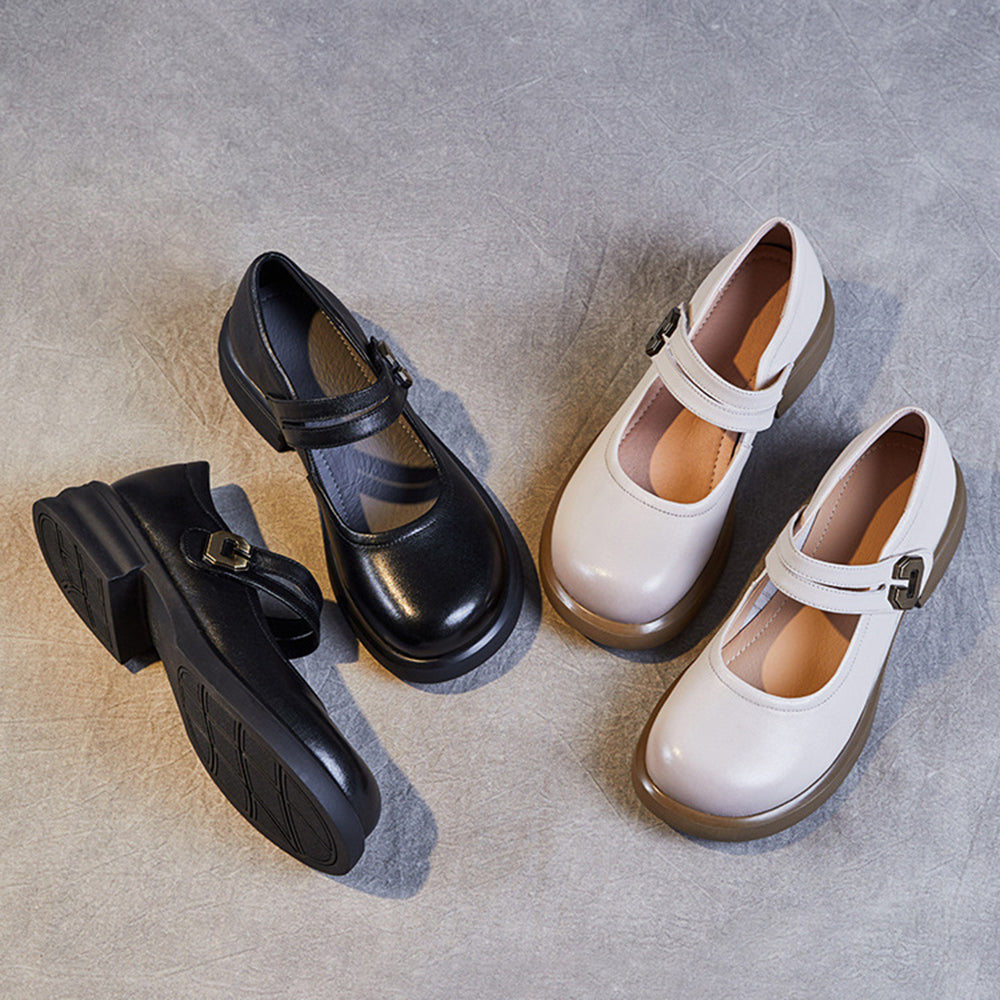 Chunky Sole Mary Jane Flats with Velcro