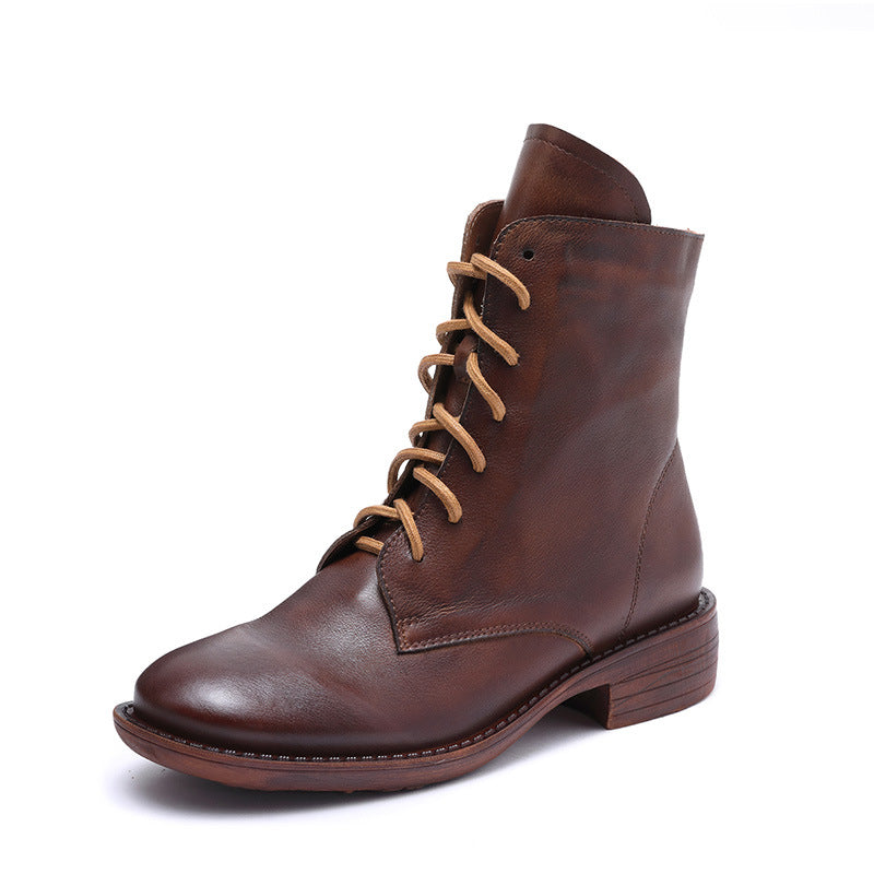 Classic Versatile Lace-up Leather Martin Boots