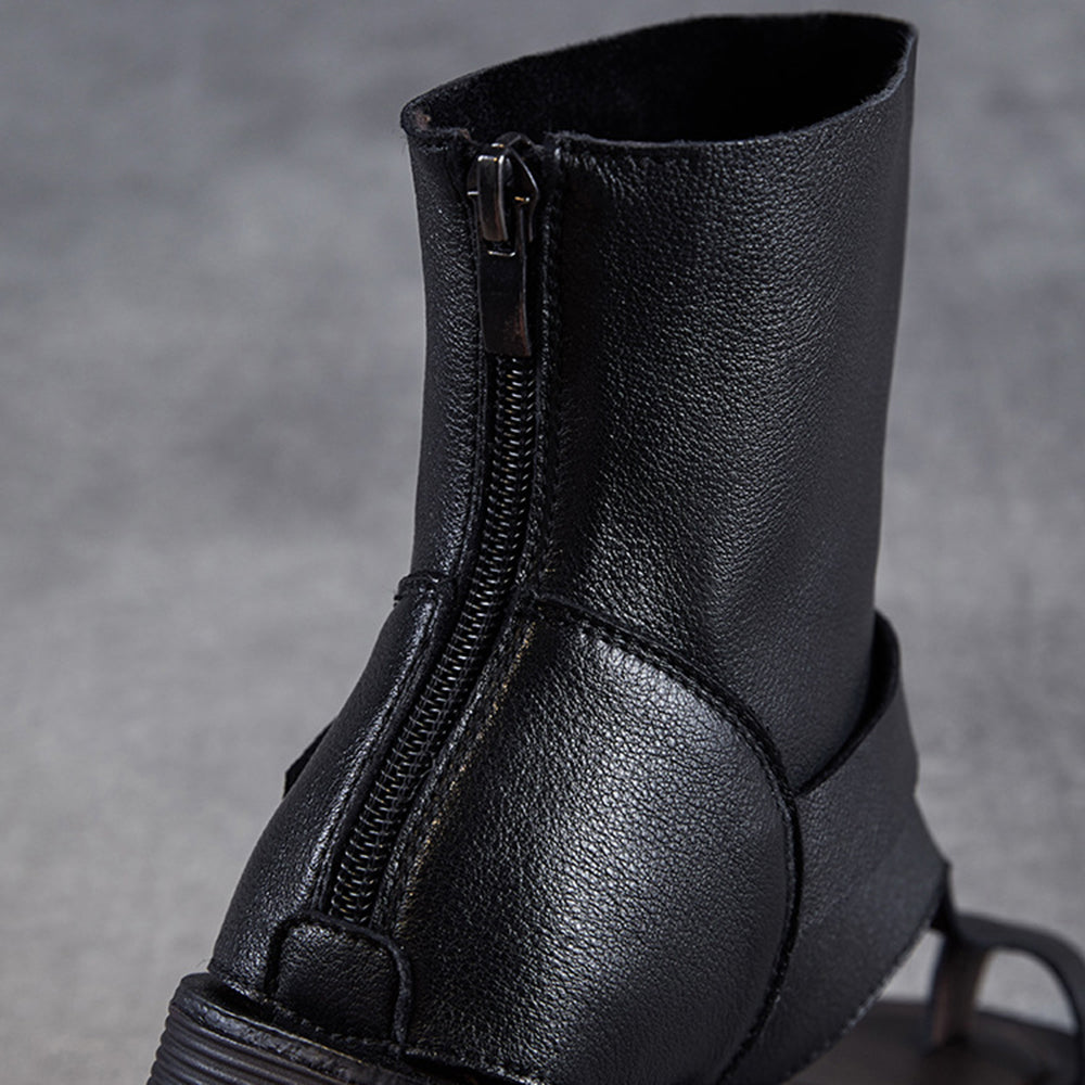 Clip-Toe Flat Sandals Boots With Rear Zippers