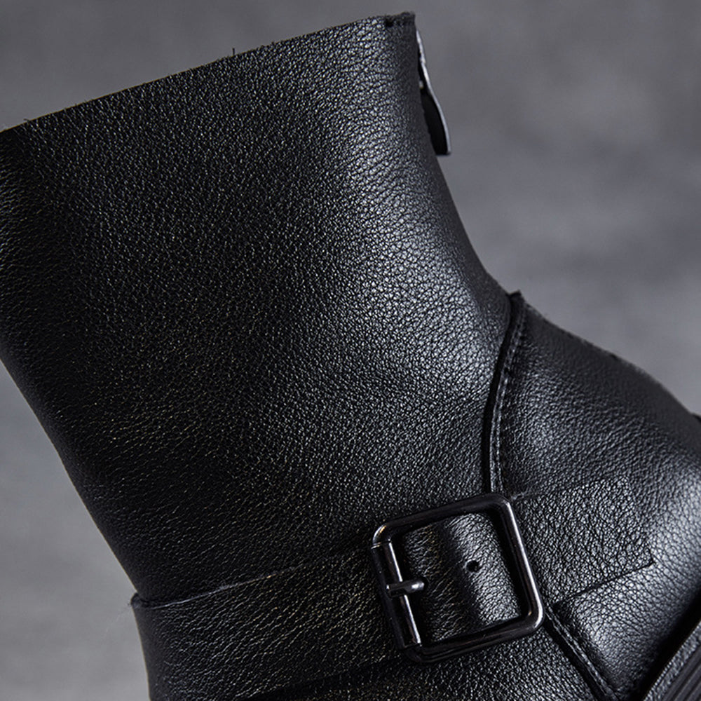 Clip-Toe Flat Sandals Boots With Rear Zippers