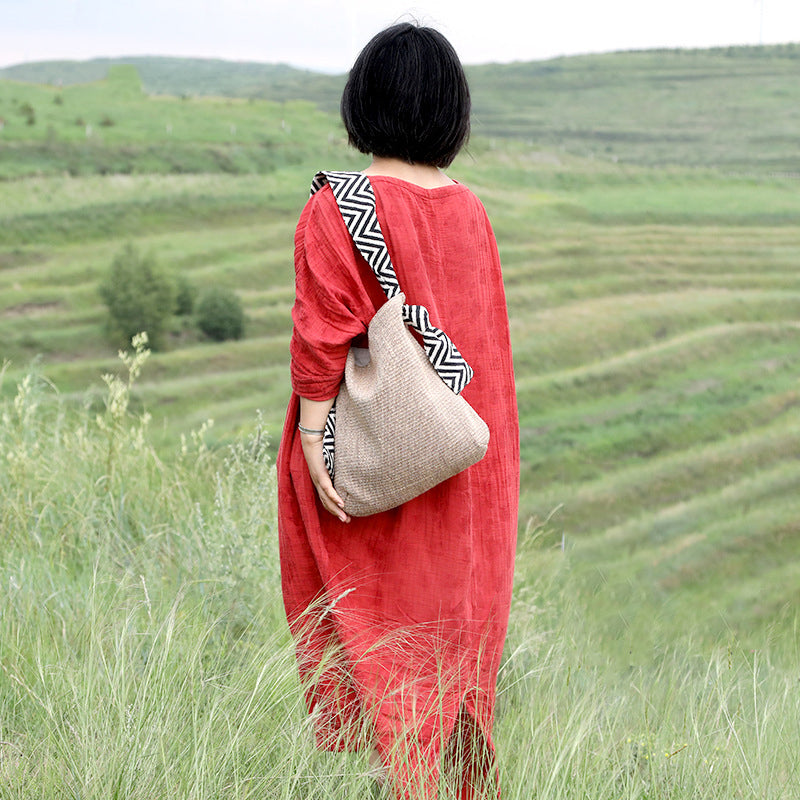 Cotton Linen Crossbody Shoulder Bag