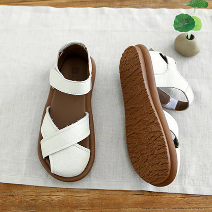 Cross-strap Hollow Breathable Velcro Sandals