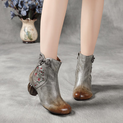 Embroidered Knob Knot Ethnic Style Women Boots