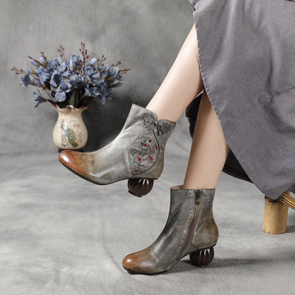 Embroidered Knob Knot Ethnic Style Women Boots