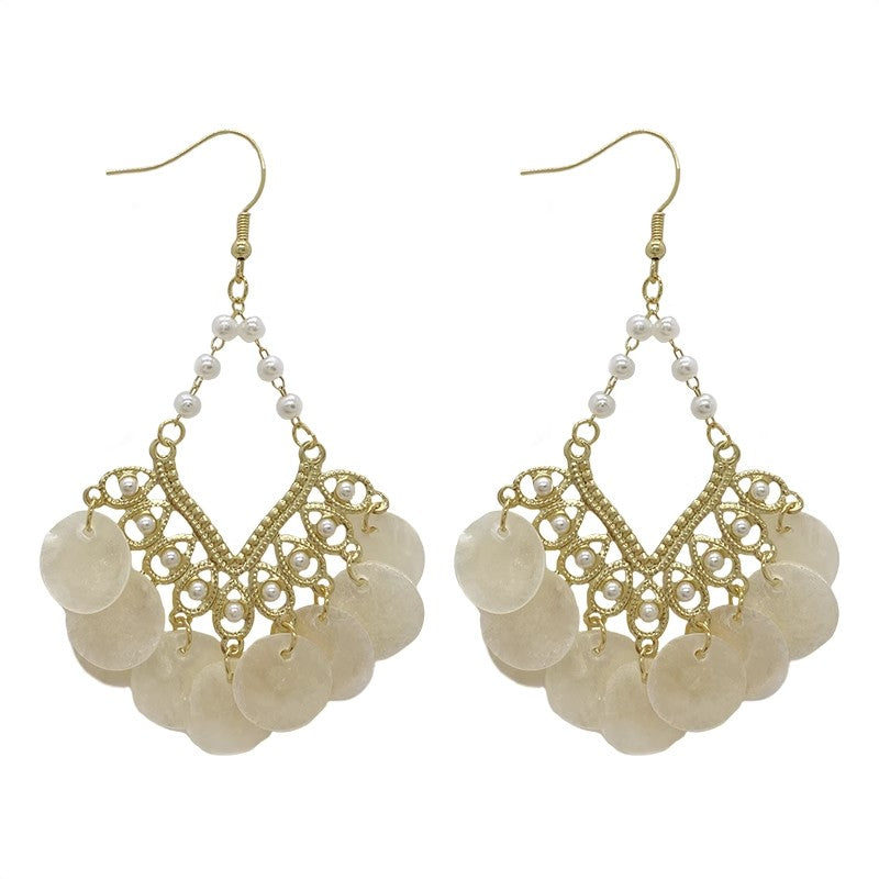 Fairy French Retro Shell Tassel Niche Earrings