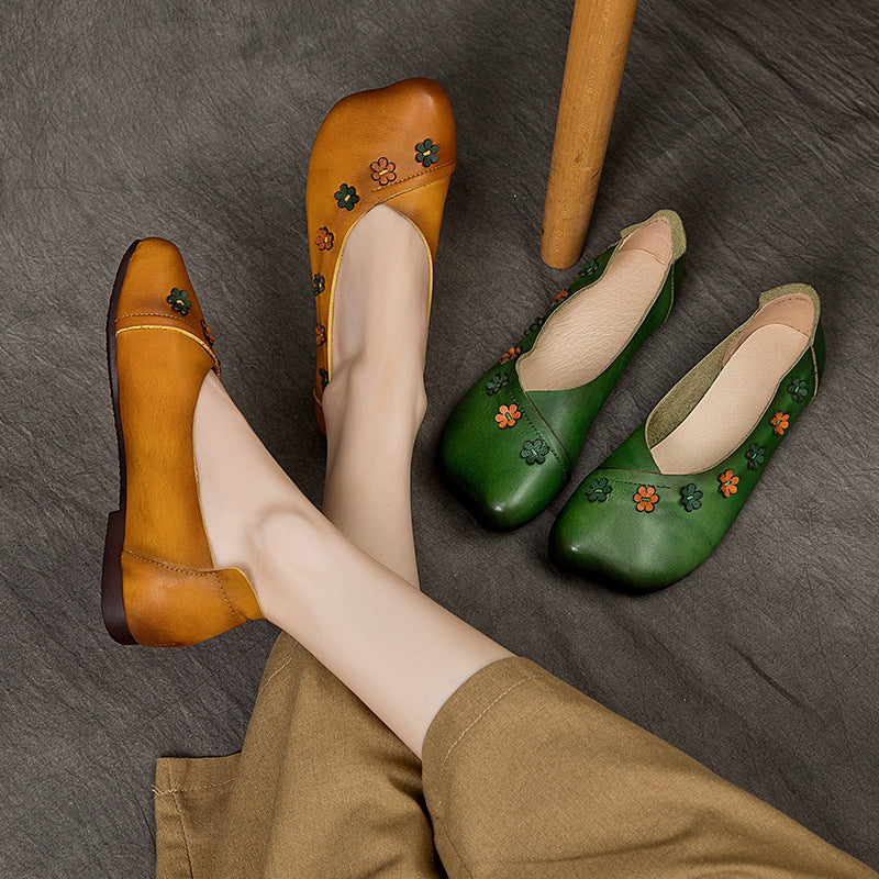 Flower Accents Comfortable All-match Flat Peas Shoes