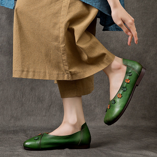 Flower Accents Comfortable All-match Flat Peas Shoes