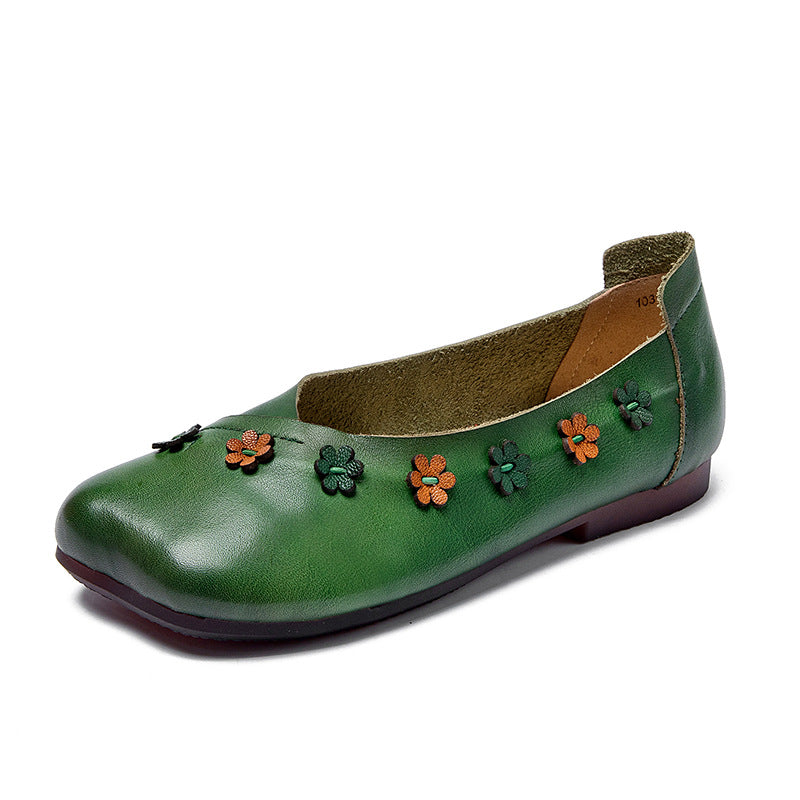 Flower Accents Comfortable All-match Flat Peas Shoes