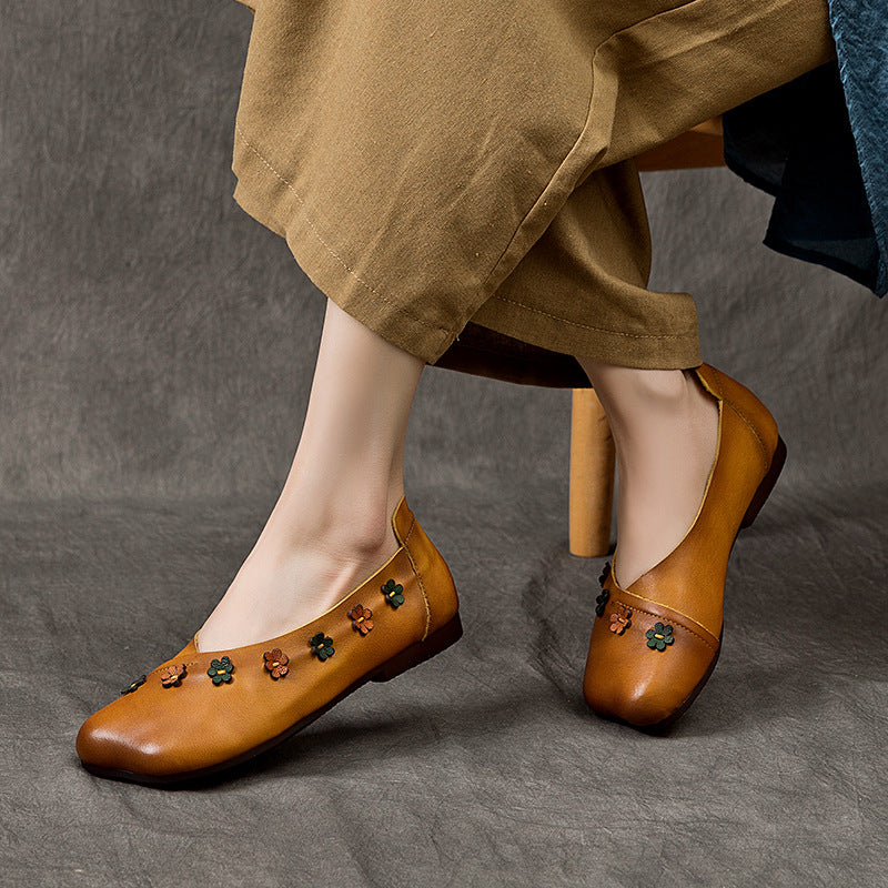 Flower Accents Comfortable All-match Flat Peas Shoes