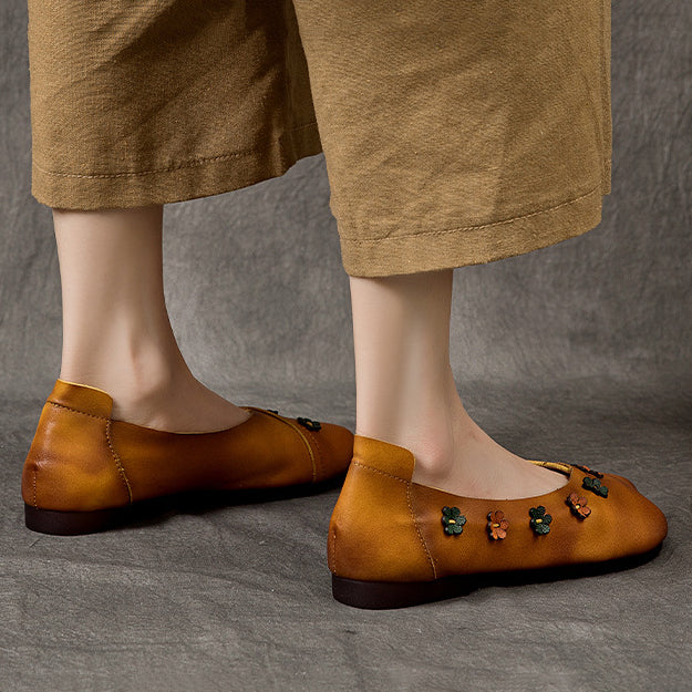 Flower Accents Comfortable All-match Flat Peas Shoes
