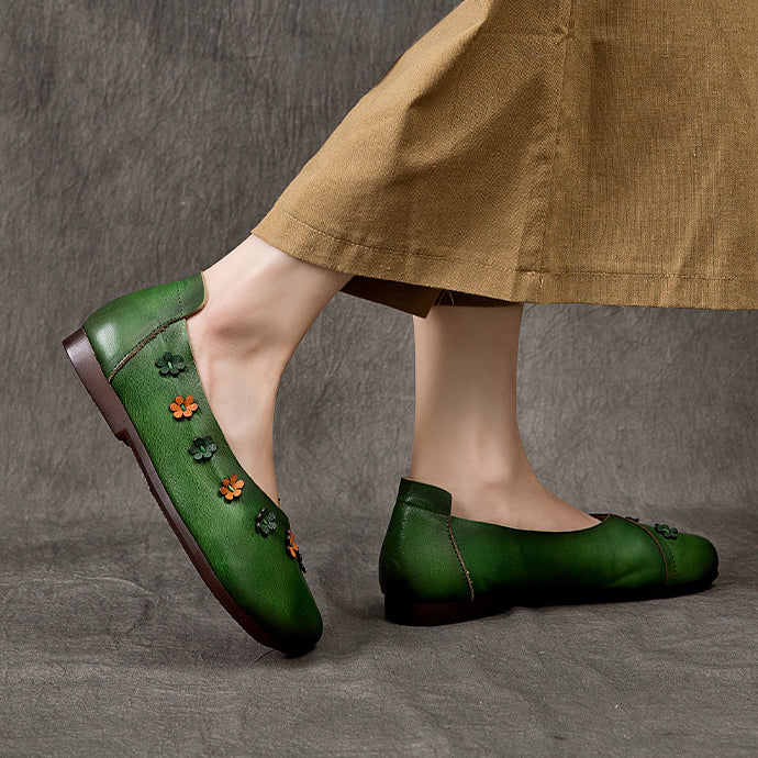 Flower Accents Comfortable All-match Flat Peas Shoes