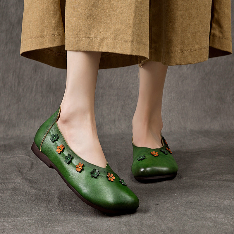 Flower Accents Comfortable All-match Flat Peas Shoes