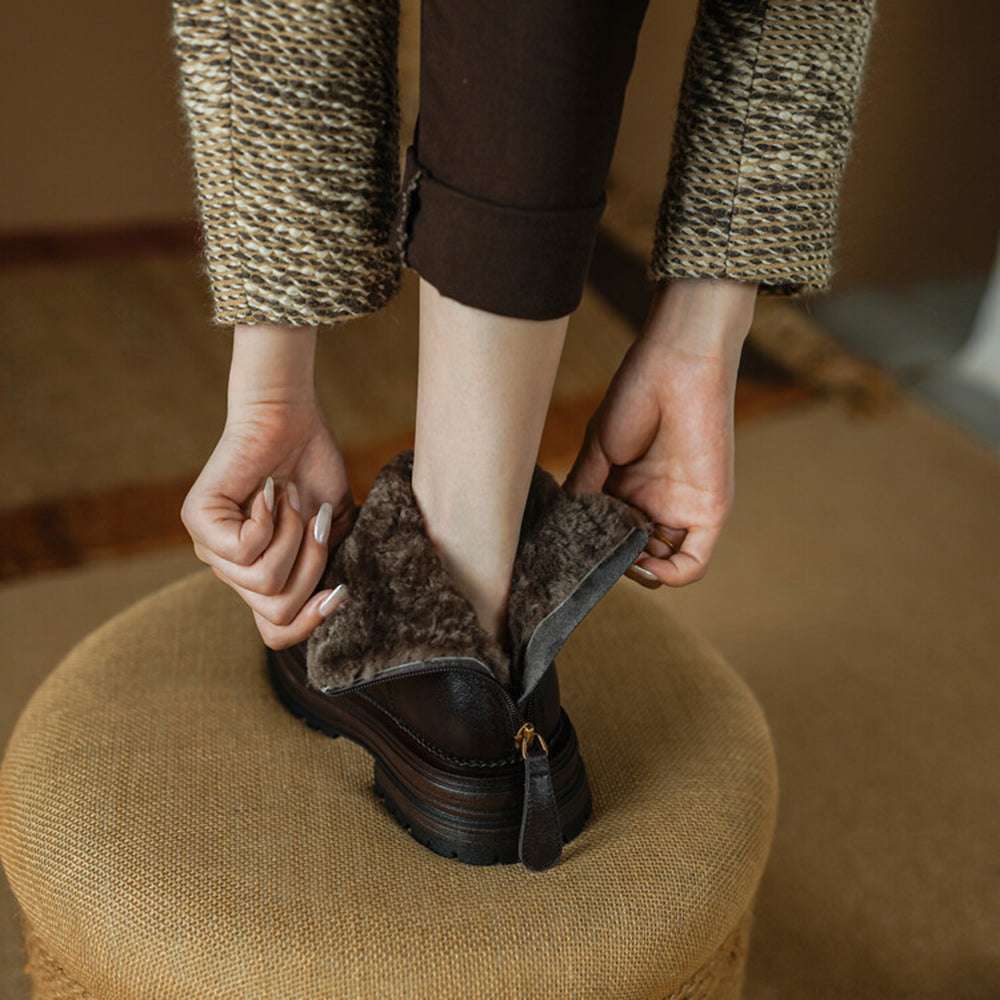 Furry Chelsea Short Boots With Rear Zippers