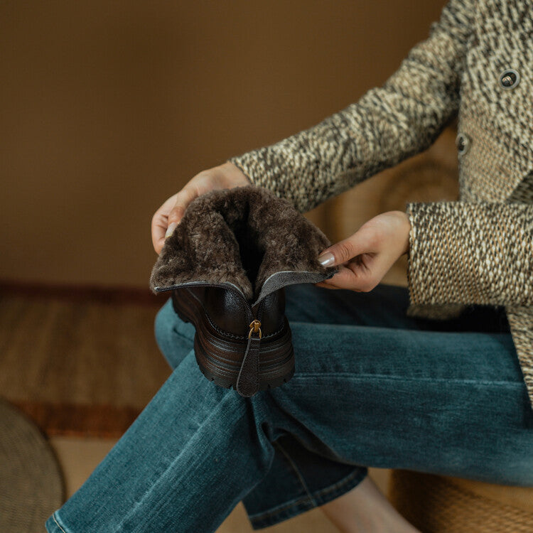 Furry Chelsea Short Boots With Rear Zippers