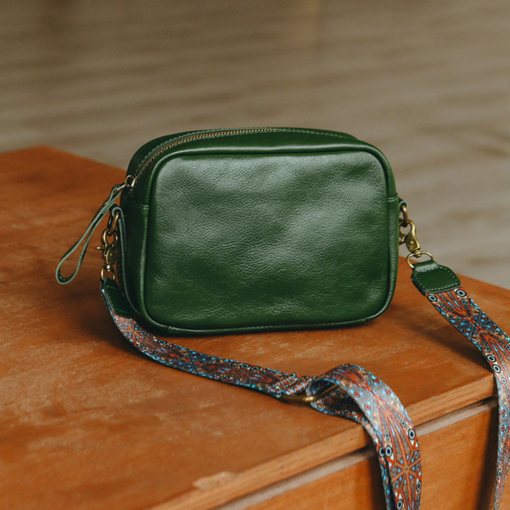 Genuine Leather Square Crossbody Bag