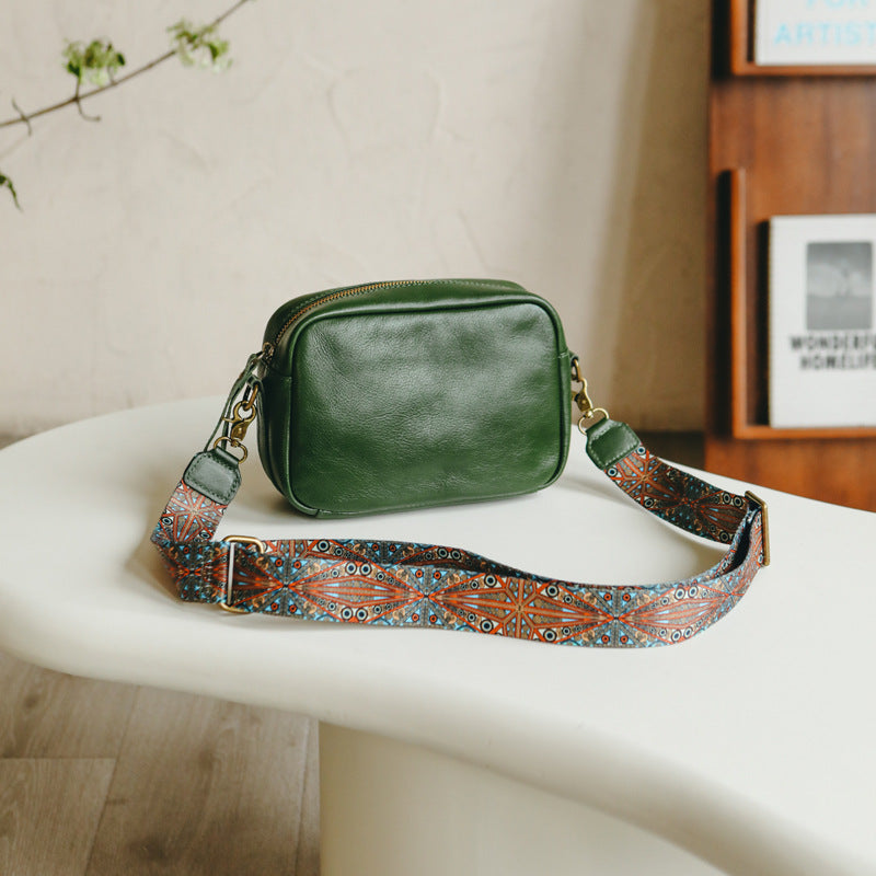 Genuine Leather Square Crossbody Bag