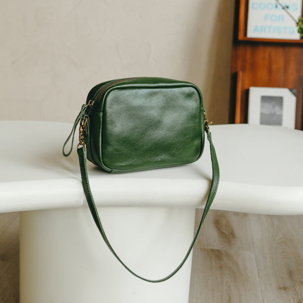 Genuine Leather Square Crossbody Bag