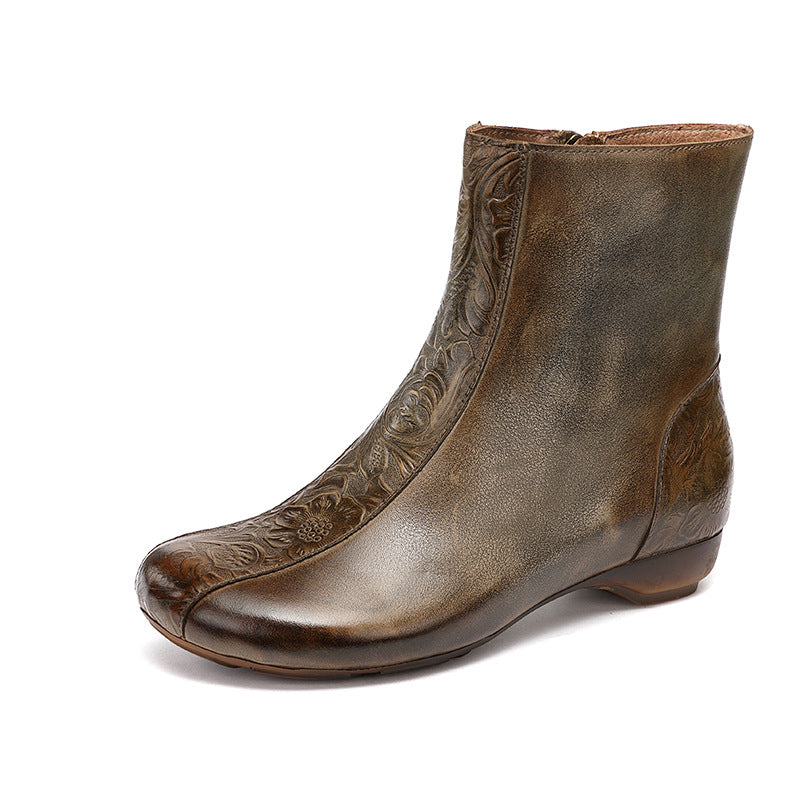 Handmade Embossed Leather Martin Boots