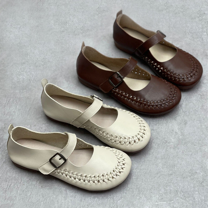 Handmade Woven Flat Shoes With Buckle â Retrosia