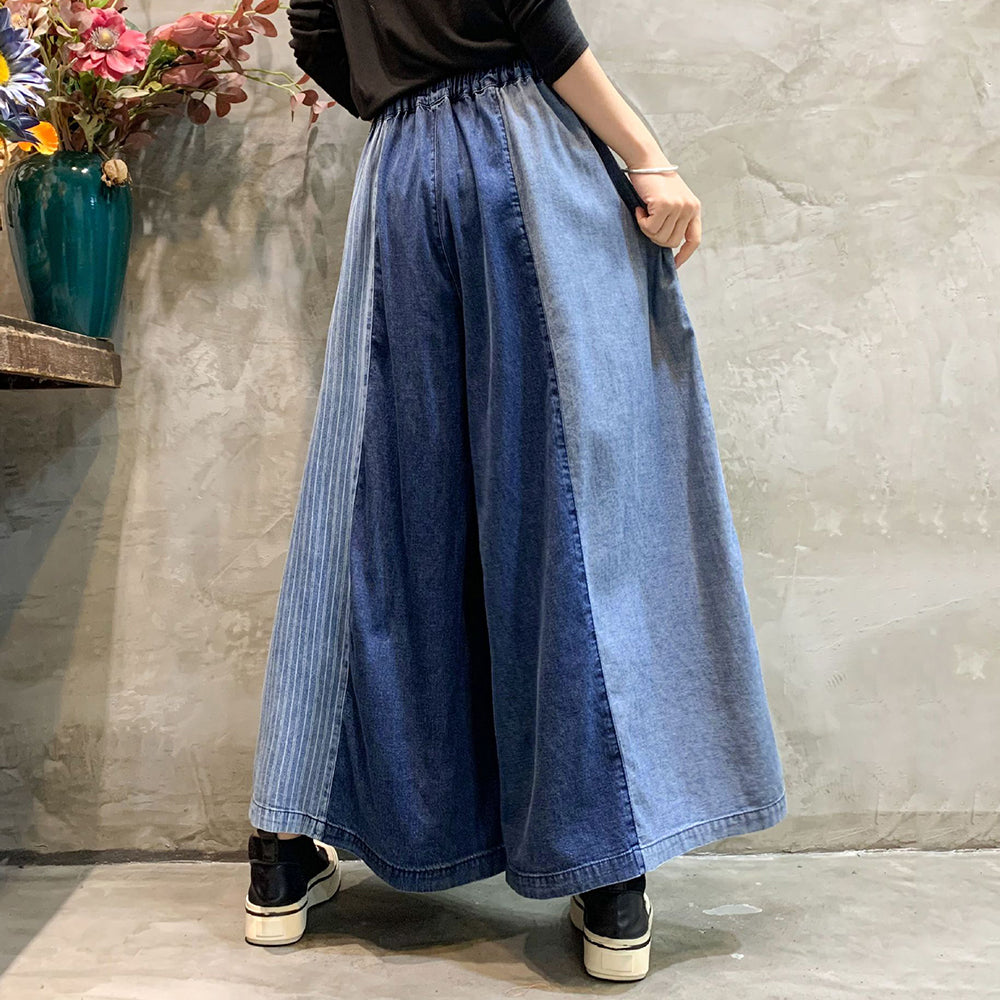 Panelled High Rise Wide-Leg Jeans