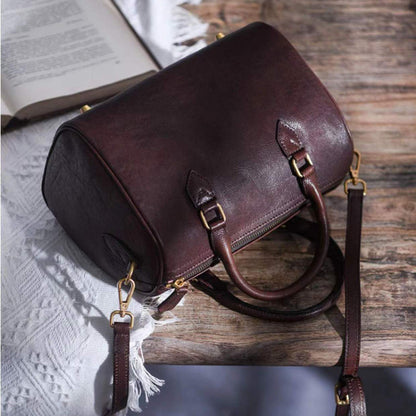 Retro Boston Leather Crossbody Portable Bag