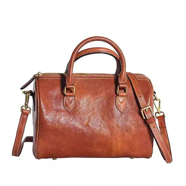 Retro Boston Leather Crossbody Portable Bag