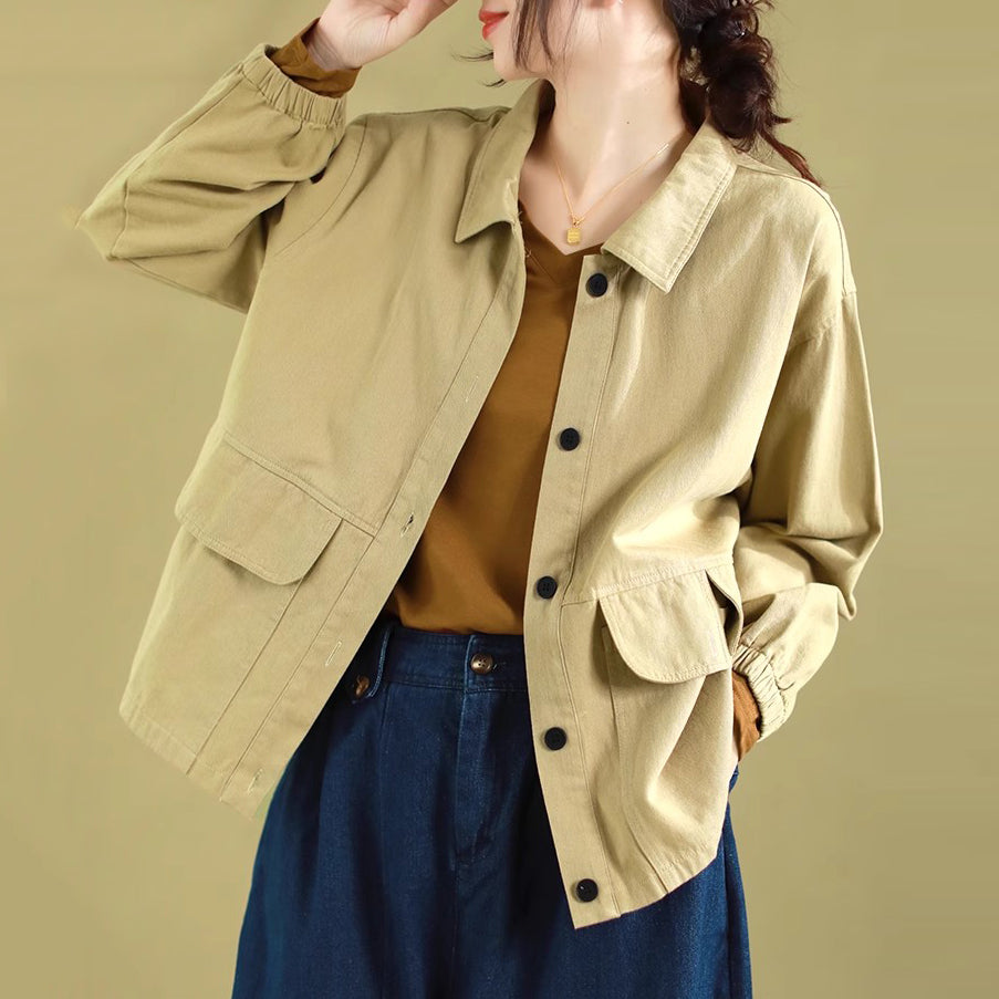 Retro Cotton Casual Versatile Jacket With Large Pockets