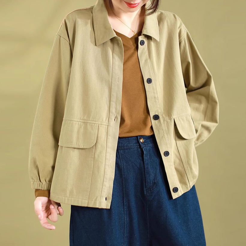 Retro Cotton Casual Versatile Jacket With Large Pockets